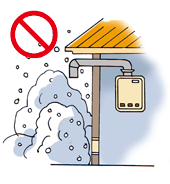 排気筒トップ（煙突の先端部）を屋内状態にしないでください